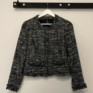 J.Crew | Tweed lady jacket w/ beaded pocket detail | Black/White | Size 6